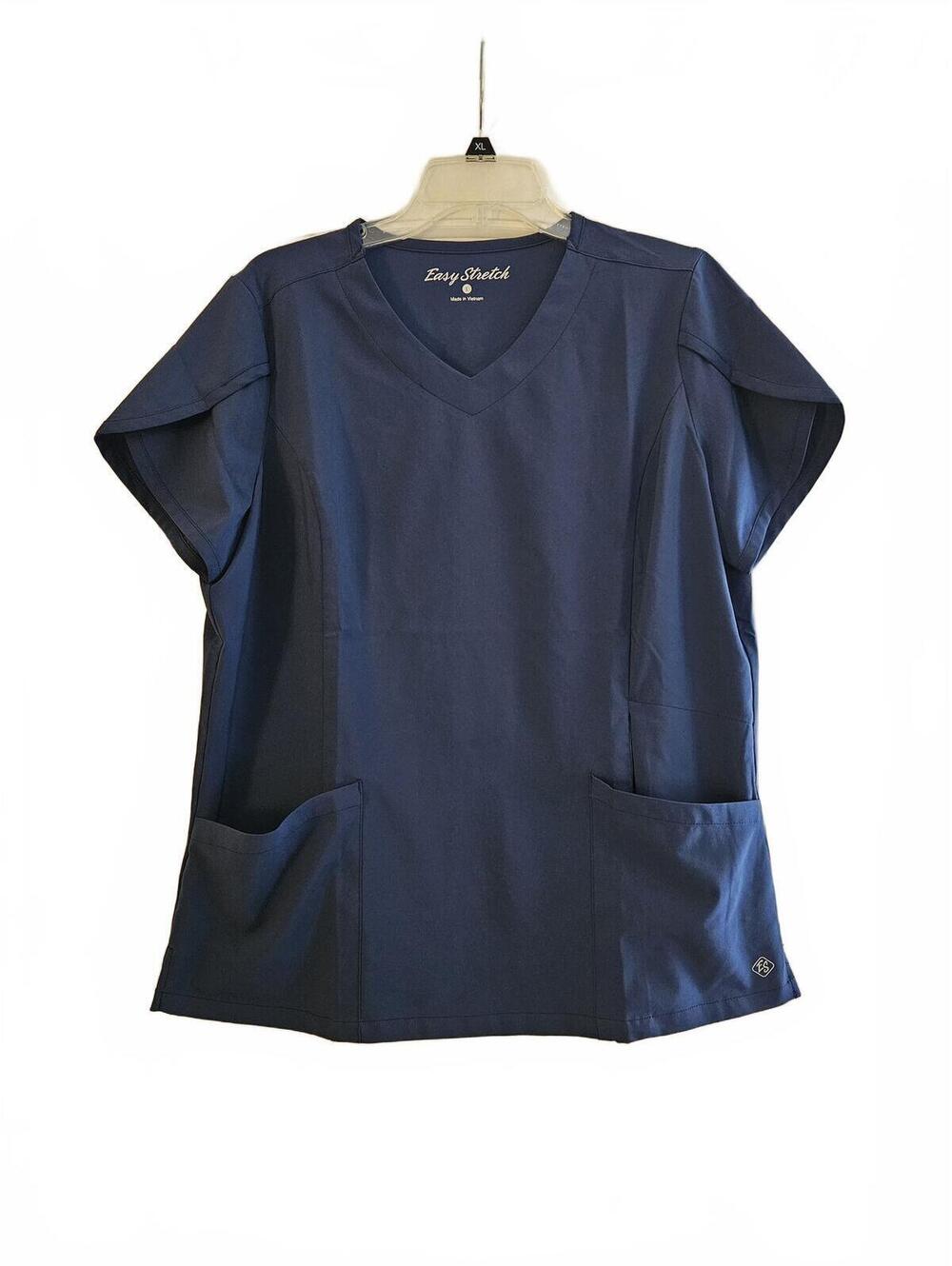 Easy Stretch by Butter-Soft Women's Navy Blue V-Neck Scrub Top Size L